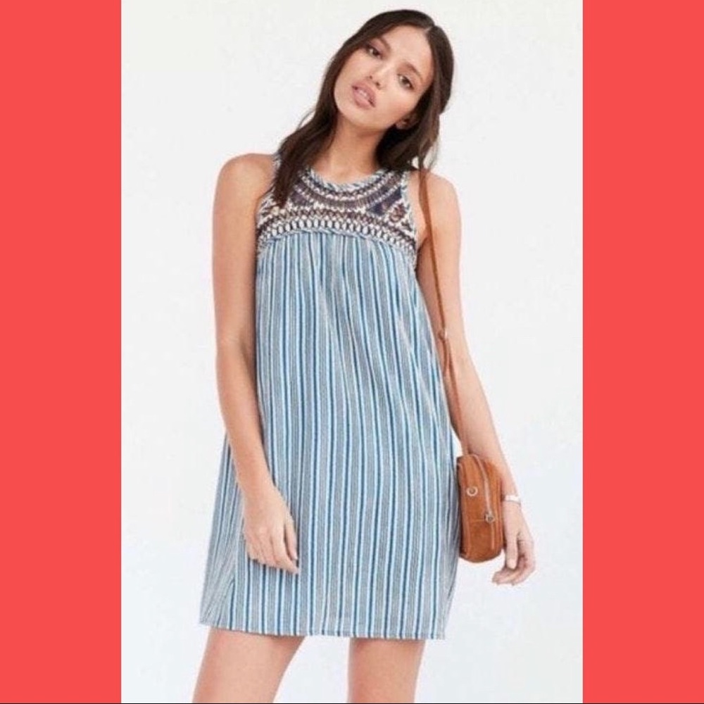 Urban Outfitters Boho Striped Dress w Crochet